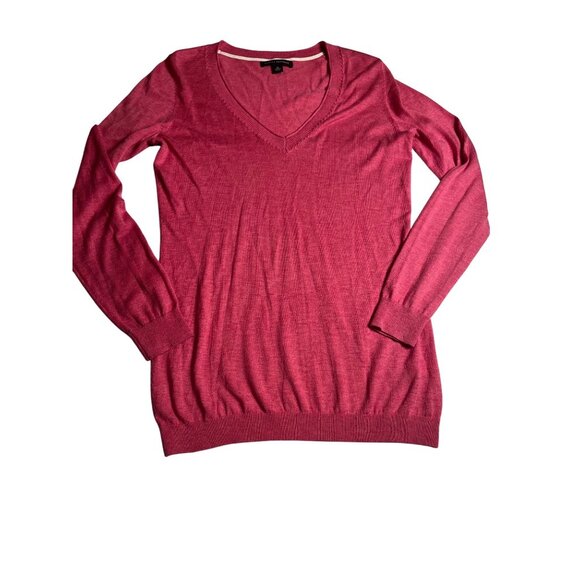 Banana Republic Womens V-Neck Medium Silk Blend Raspberry Pink pullover sweater - Picture 1 of 11